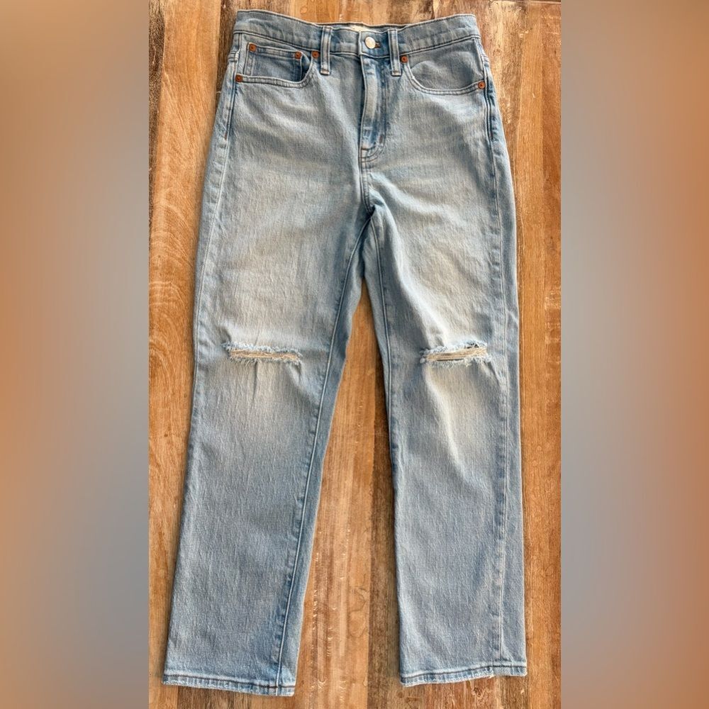 Madewell High-Rise Slim Crop Boyjean Size 25 Dumas Wash Ripped Edition MC556